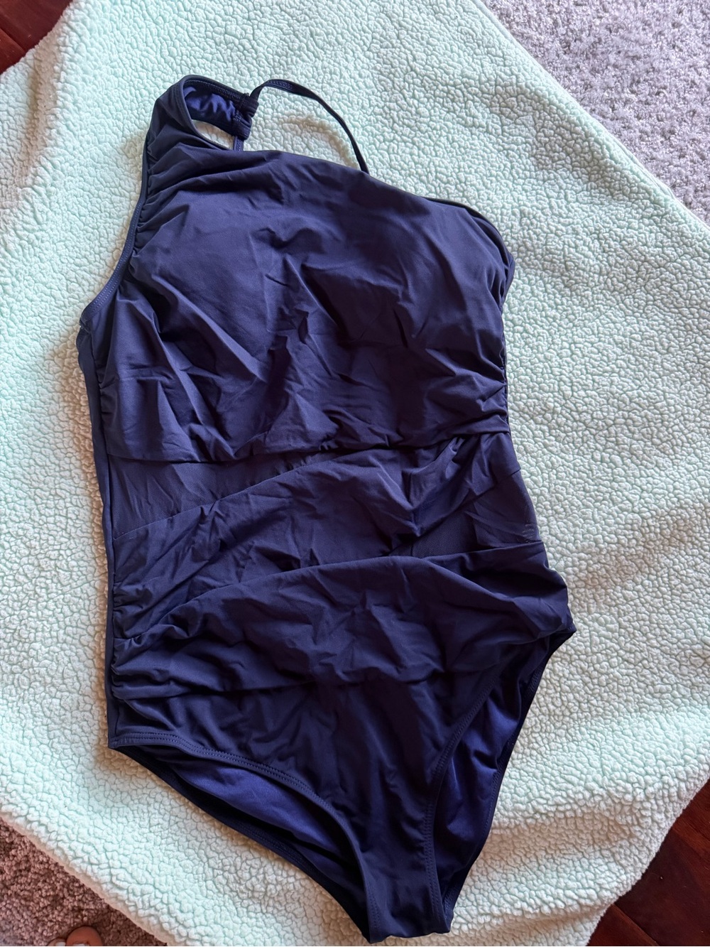 One-Shoulder Navy Blue One-Piece Swimsuit